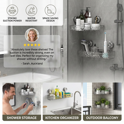 Bathroom Suction Cup Corner Shelf