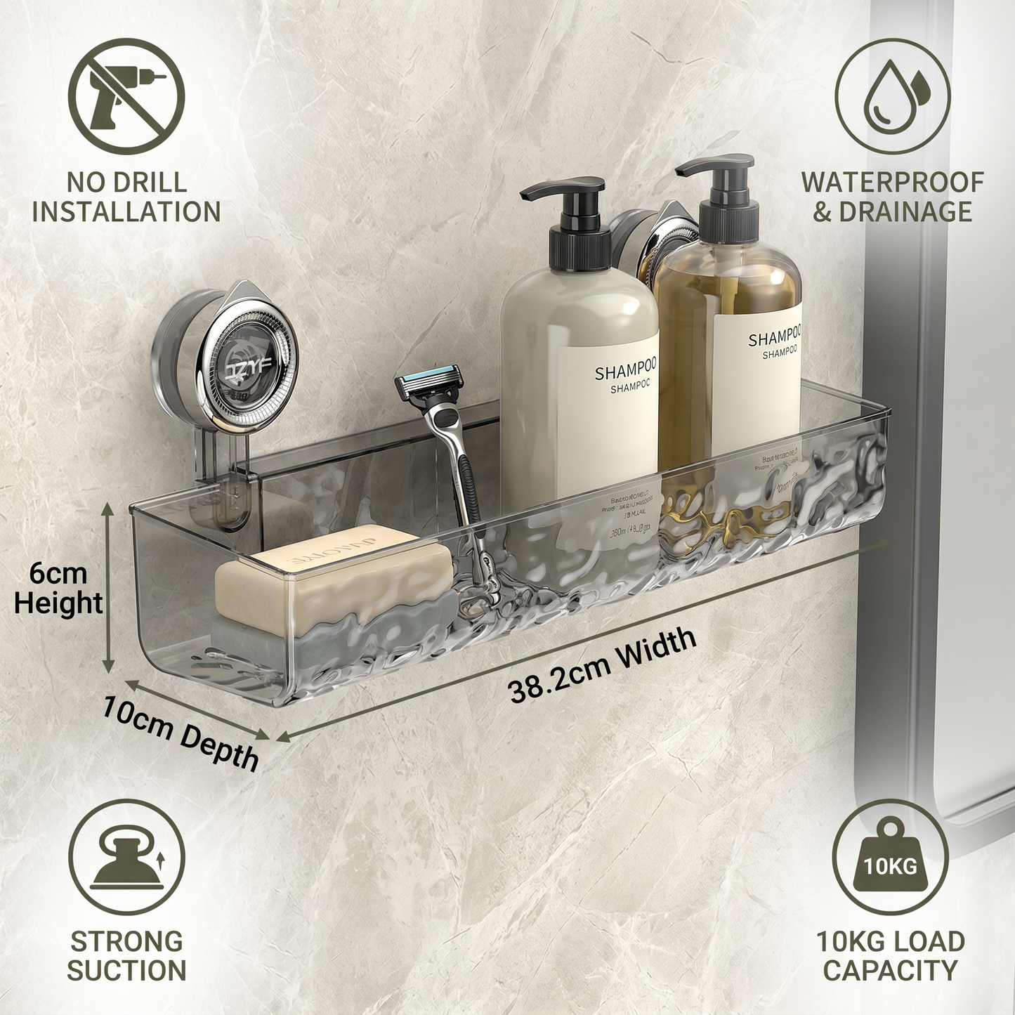 Bathroom Suction Cup Corner Shelf