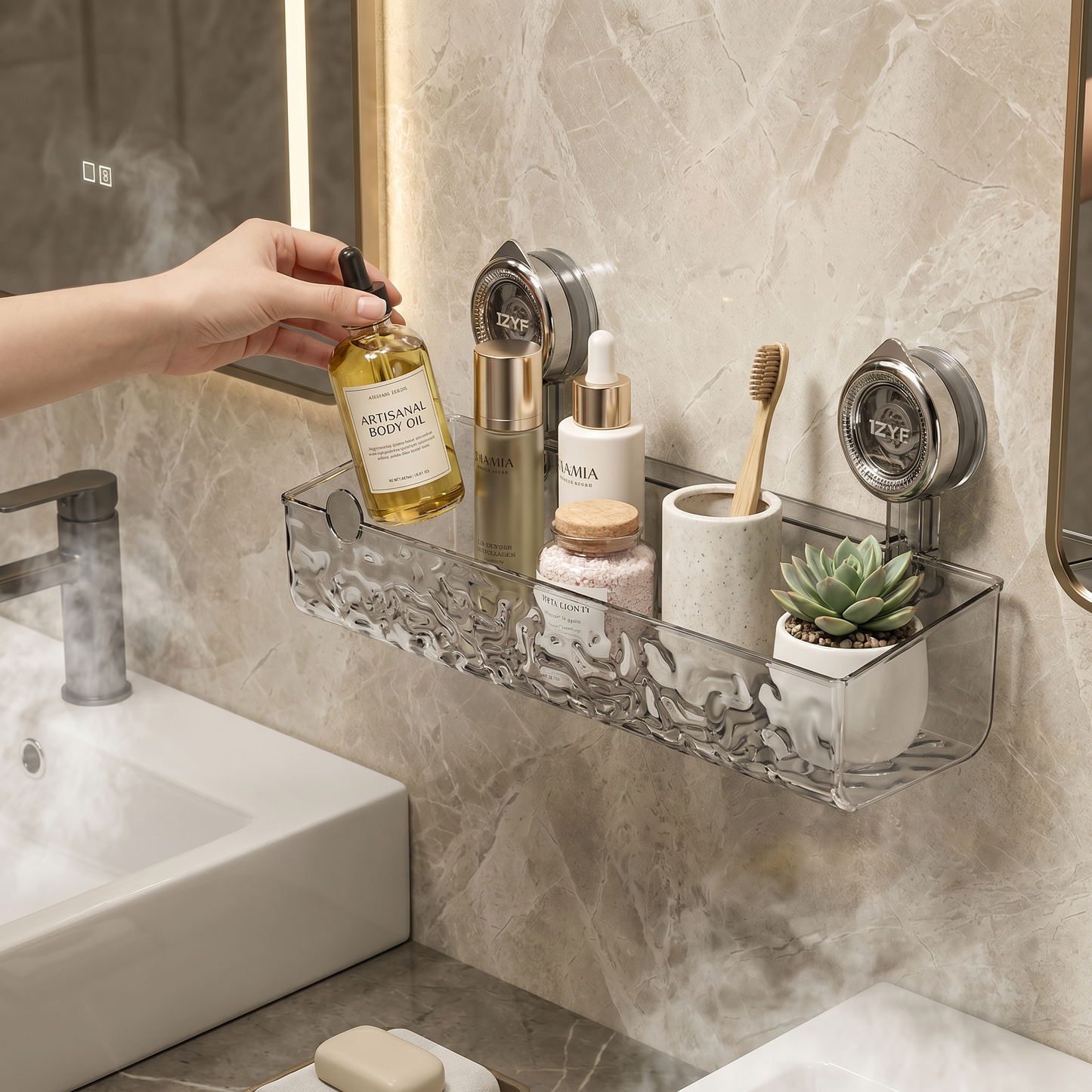 Bathroom Suction Cup Corner Shelf