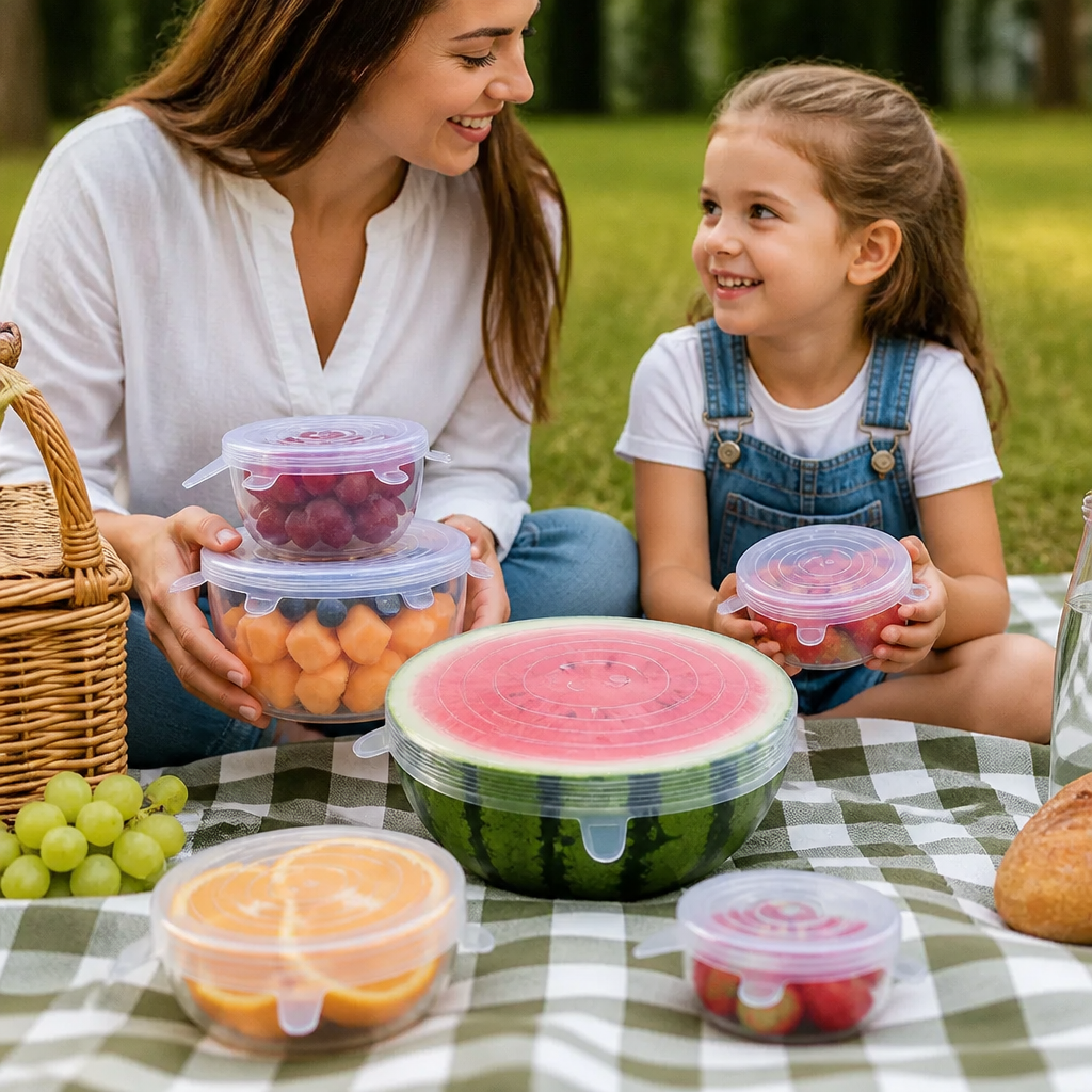 6-Piece Silicone Stretch Lid Set – Reusable BPA-Free Food Covers