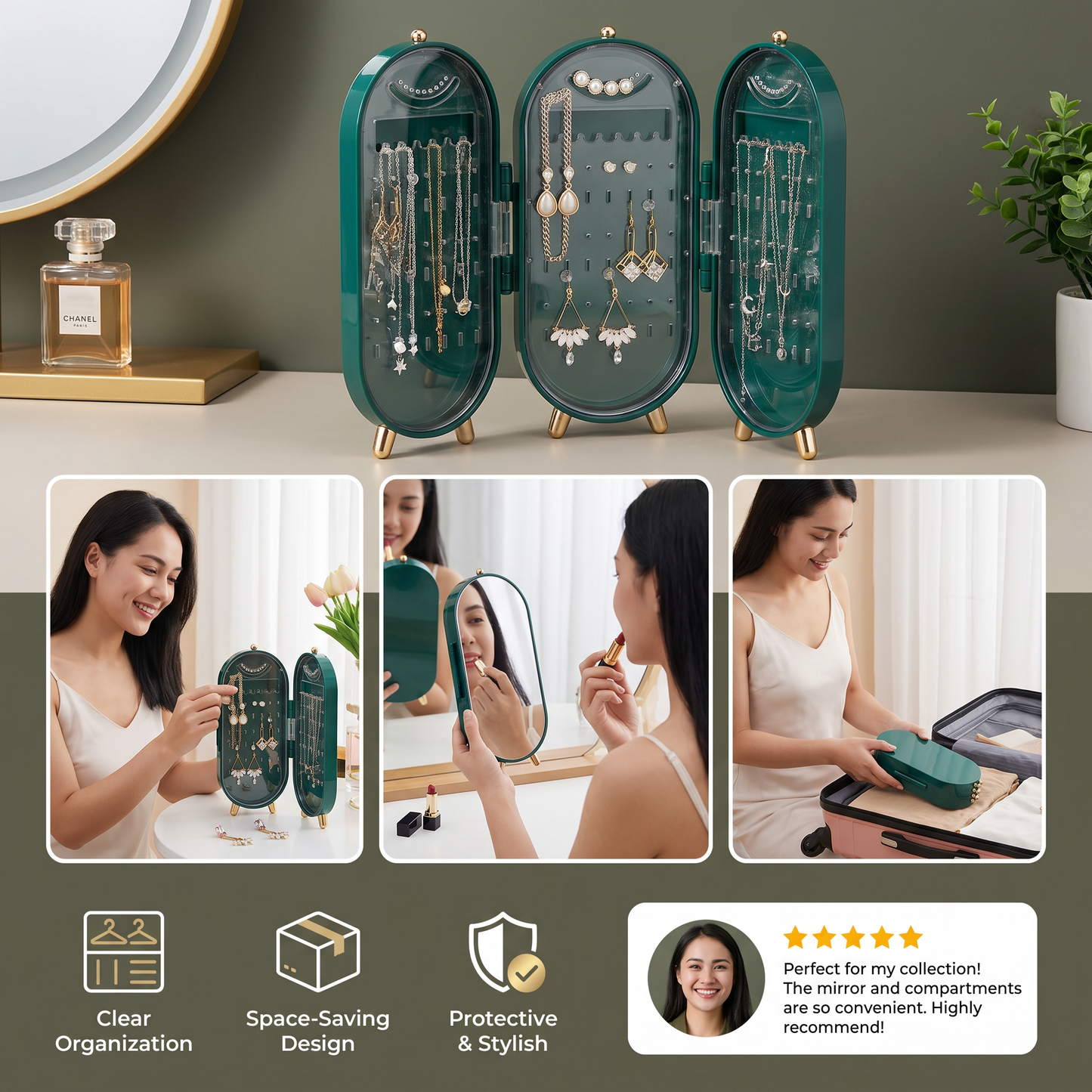 Elegant Jewelry Storage Box With Mirror