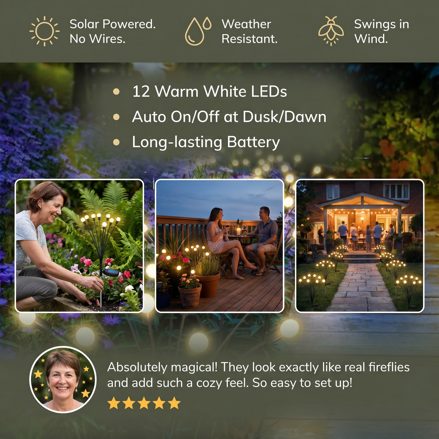 Solar Fireflies Garden Lights
