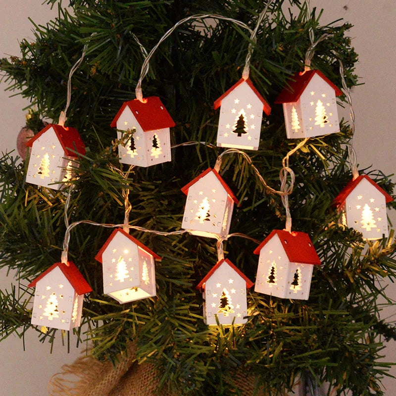 Wooden Christmas Houses with Led Lighting for Festive Decorations