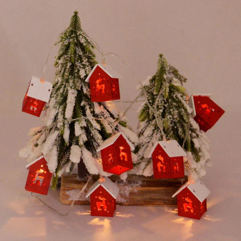 Wooden Christmas Houses with Led Lighting for Festive Decorations
