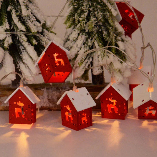 Wooden Christmas Houses with Led Lighting for Festive Decorations