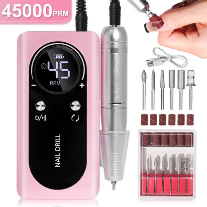 High-performance 45000rpm Portable Electric Nail Drill With Battery Quiet Design For Professional Manicure