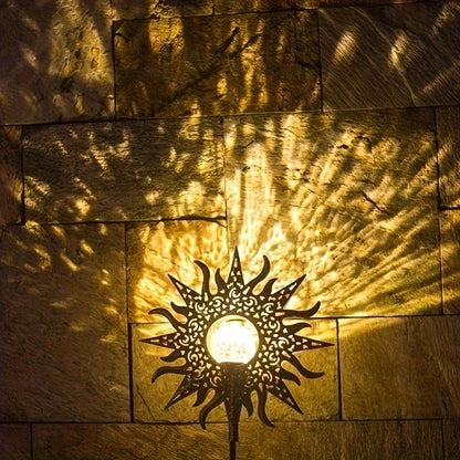 Metal Solar Garden Light - Waterproof Led Design in Moon , Flame , Sun or Star Shape