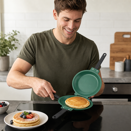 Double-Sided Non-Stick Frying Pan – Flip Pan for Pancakes, Omelets & Bacon