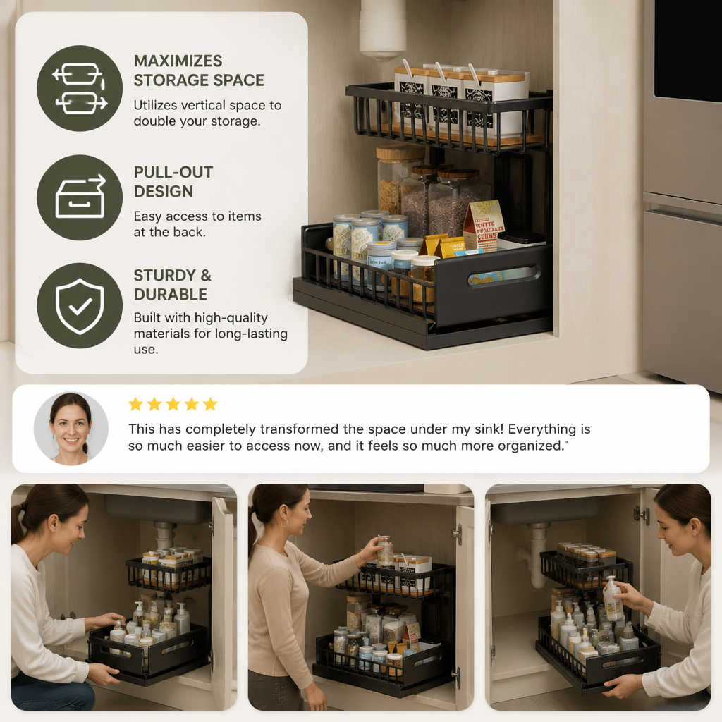 2-Tier Pull-Out Under-Sink Storage Organizer