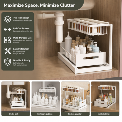 2-Tier Pull-Out Under-Sink Storage Organizer