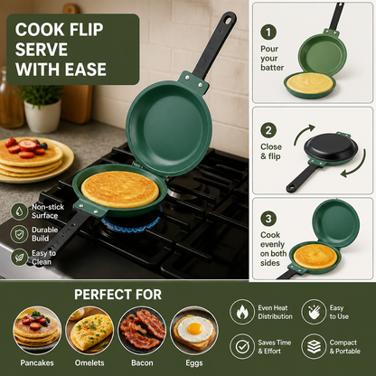 Double-Sided Non-Stick Frying Pan – Flip Pan for Pancakes, Omelets & Bacon