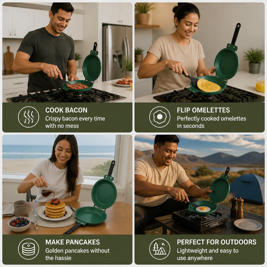Double-Sided Non-Stick Frying Pan – Flip Pan for Pancakes, Omelets & Bacon