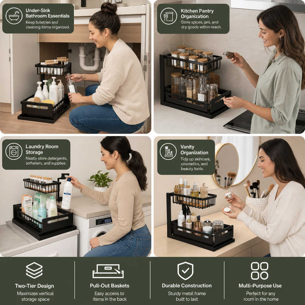 2-Tier Pull-Out Under-Sink Storage Organizer