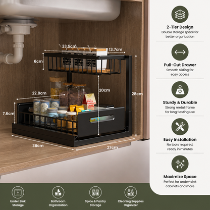 2-Tier Pull-Out Under-Sink Storage Organizer