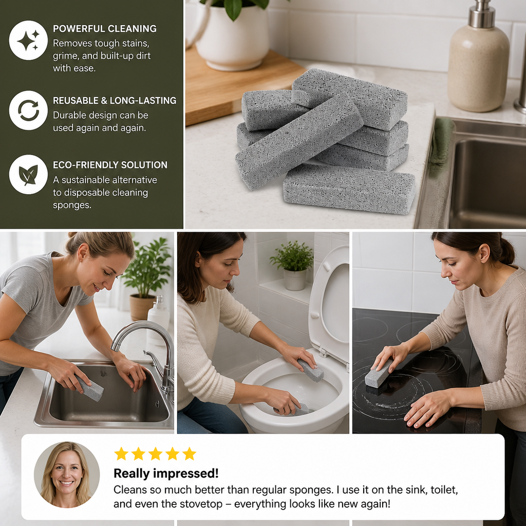 Reusable Pumice Scouring Pads for Tough Household & Kitchen Cleaning