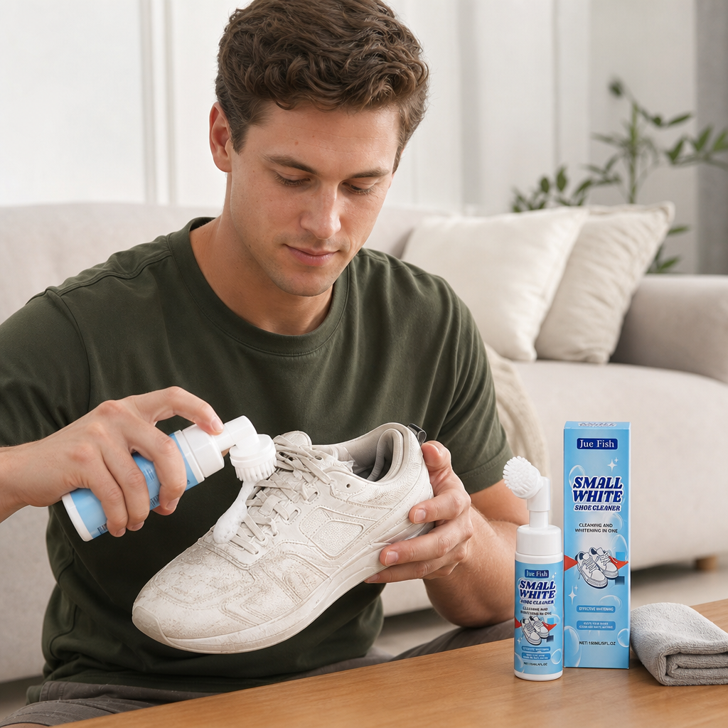 Waterless Sneaker & Shoe Cleaning Kit with Foam Cleaner, Brush & Cloth