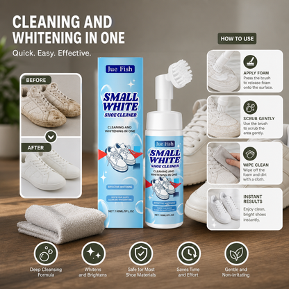 Waterless Sneaker & Shoe Cleaning Kit with Foam Cleaner, Brush & Cloth