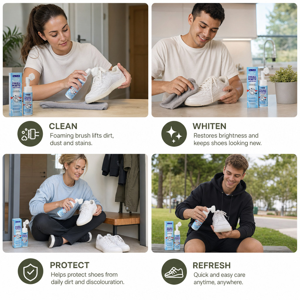 Waterless Sneaker & Shoe Cleaning Kit with Foam Cleaner, Brush & Cloth