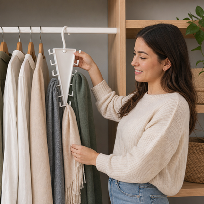 V-Shaped 12-Hook Space-Saving Closet Organizer with 360° Rotating Hanger