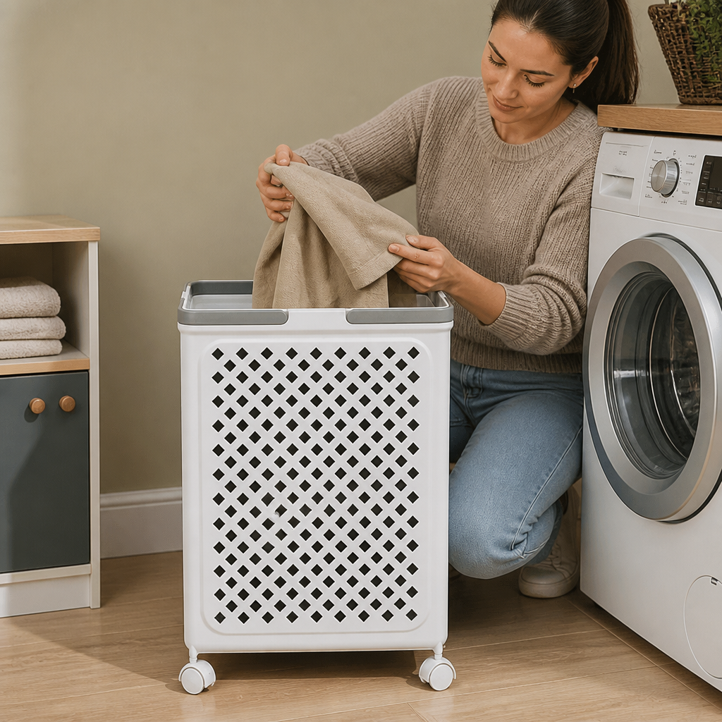 Foldable Laundry Basket with Wheels