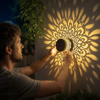 Colorful Solar Mandala Garden Light – Waterproof Outdoor LED Wall Projection Lantern