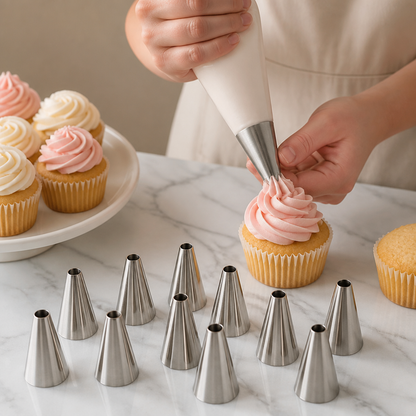 12-Piece Piping Tip Set – Precision Decorating for Cakes, Cupcakes & Macarons
