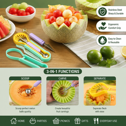 3-in-1 Fruit Carving & Baller Tool Set