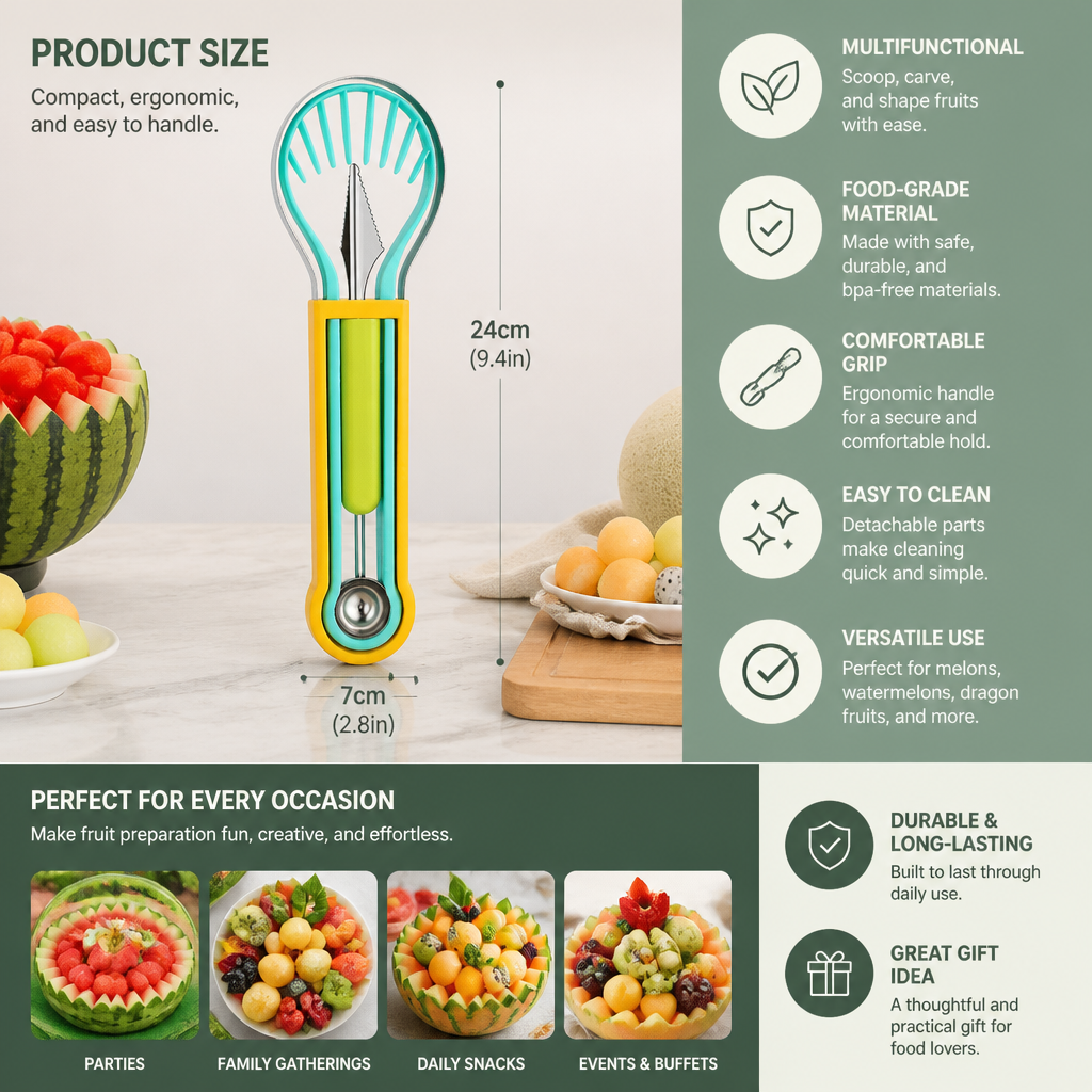 3-in-1 Fruit Carving & Baller Tool Set
