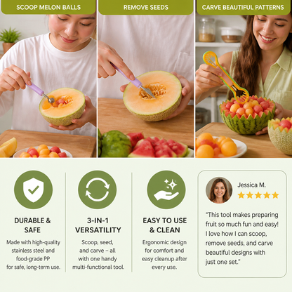 3-in-1 Fruit Carving & Baller Tool Set