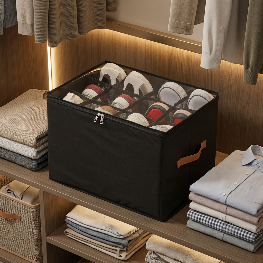 Collapsible Shoe Organizer with Easy-Access Design for Wardrobe Storage