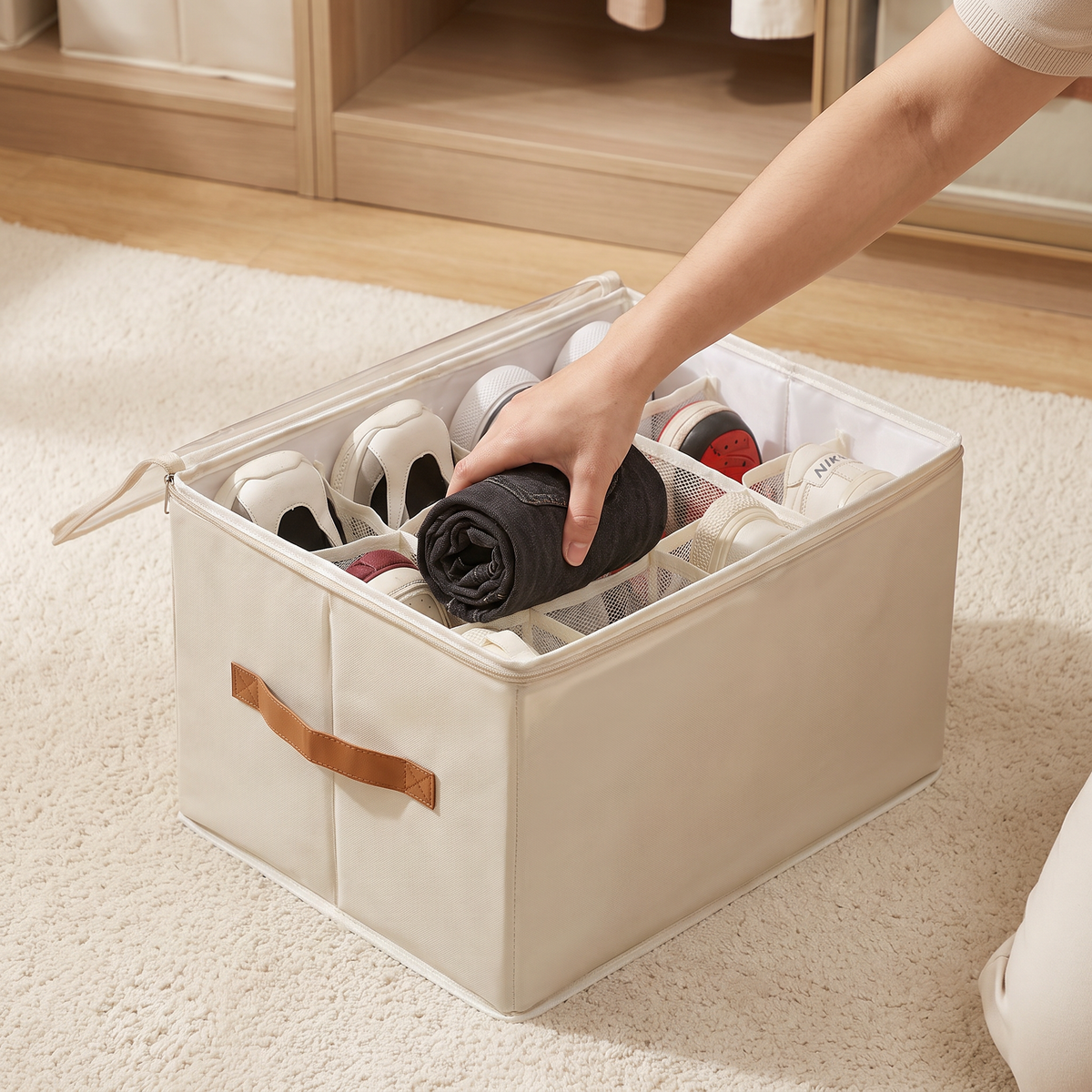 Collapsible Shoe Organizer with Easy-Access Design for Wardrobe Storage