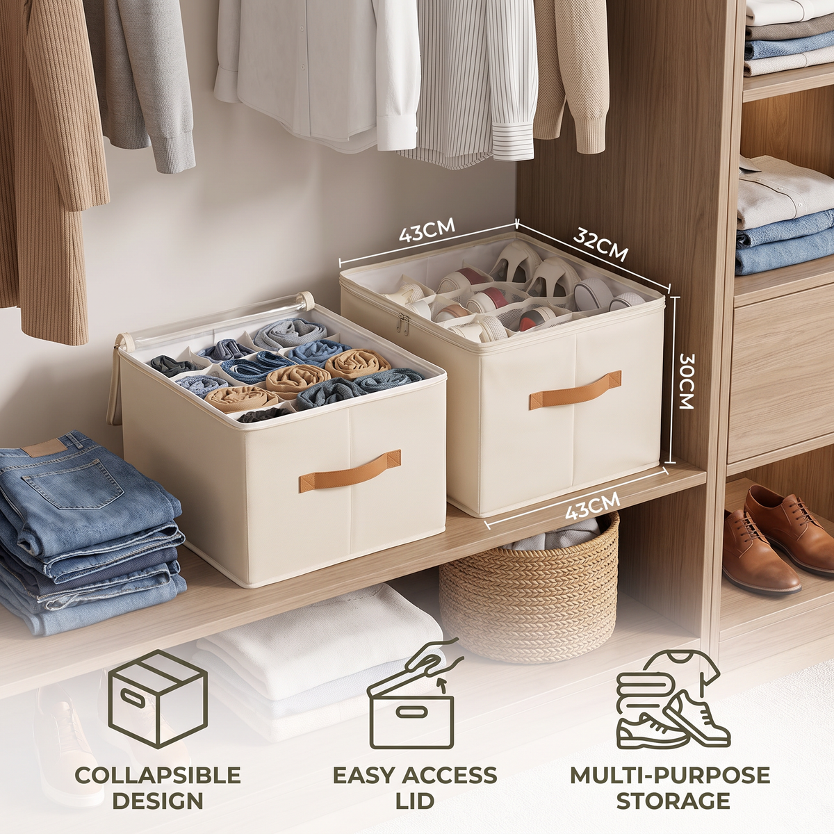 Collapsible Shoe Organizer with Easy-Access Design for Wardrobe Storage