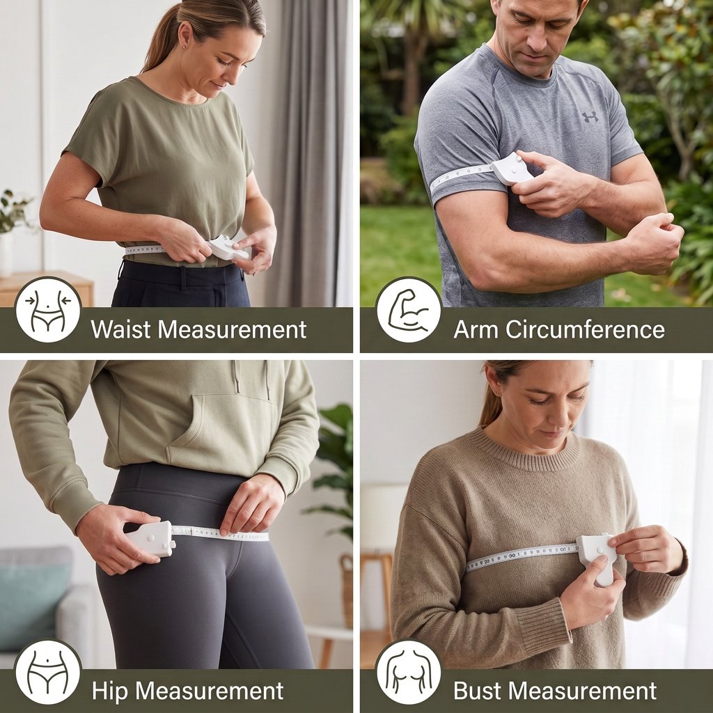 Retractable 3D Body Measuring Tape for Waist, Hips, Bust & Arms