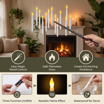 Magic Wand-Controlled Floating LED Candles