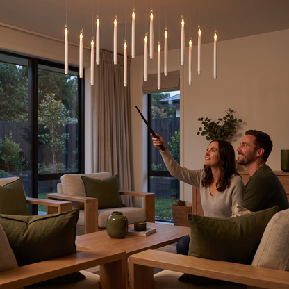 Magic Wand-Controlled Floating LED Candles