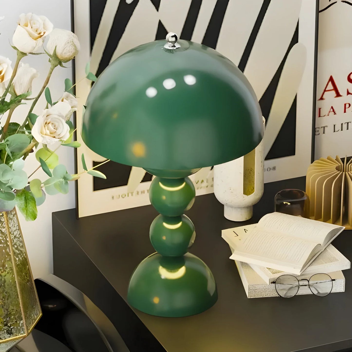 Modern Table Lamp in Scandinavian Design with Gold Accents