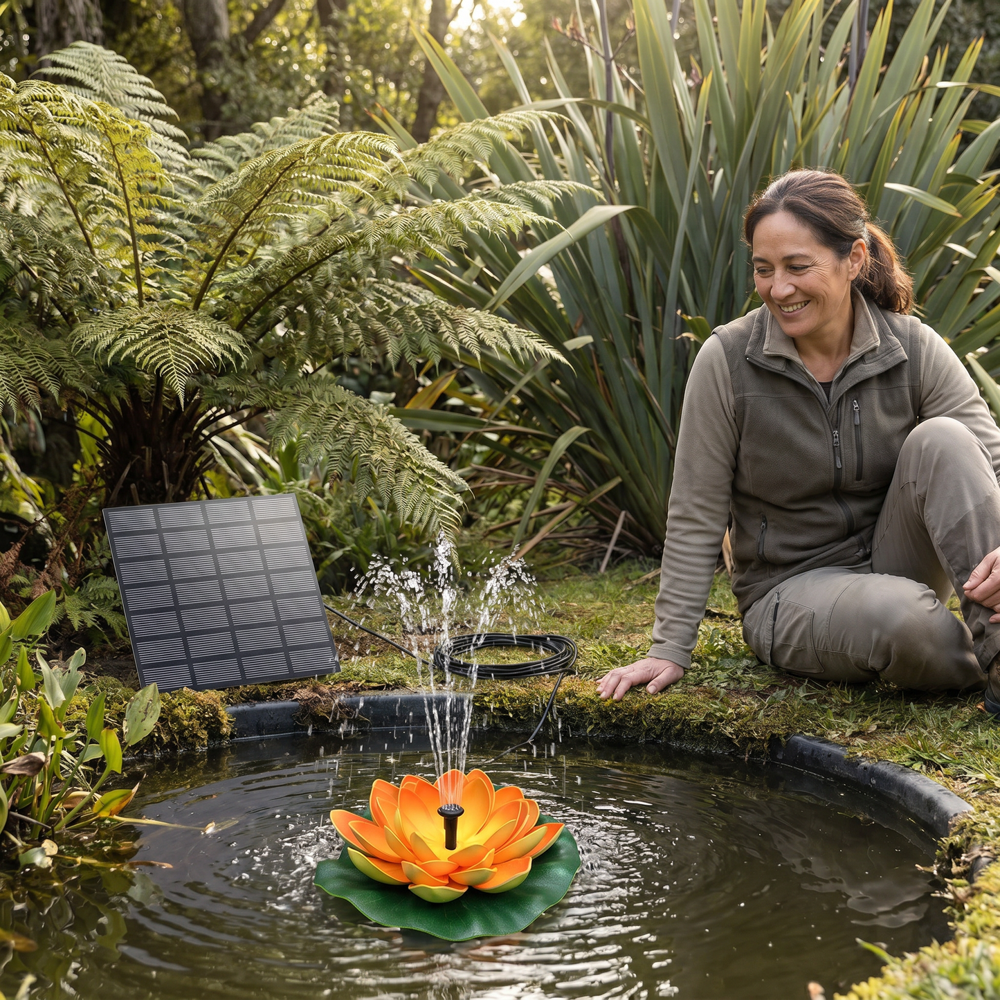 Solar-Powered Lotus Fountain – Floating Garden Fountain for Pool & Pond