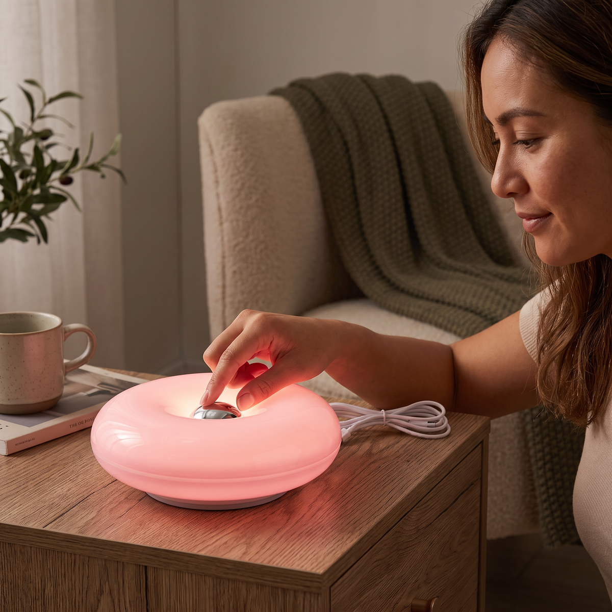 Retro Donut-Shaped LED Lamp with Cozy Ambient Glow