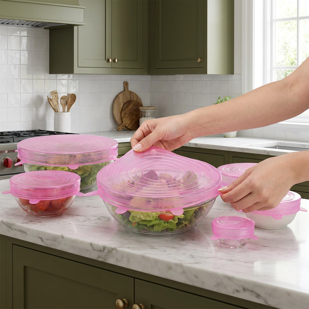 6-Piece Silicone Stretch Lid Set – Reusable BPA-Free Food Covers