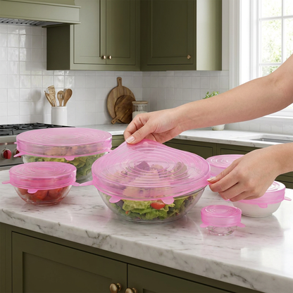 6-Piece Silicone Stretch Lid Set – Reusable BPA-Free Food Covers