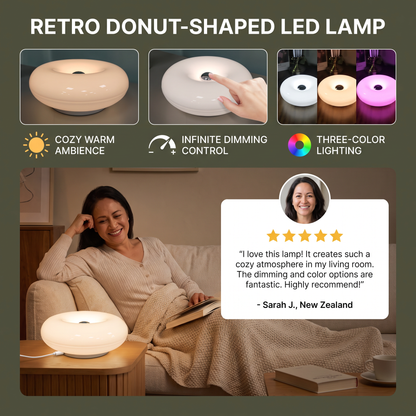 Retro Donut-Shaped LED Lamp with Cozy Ambient Glow