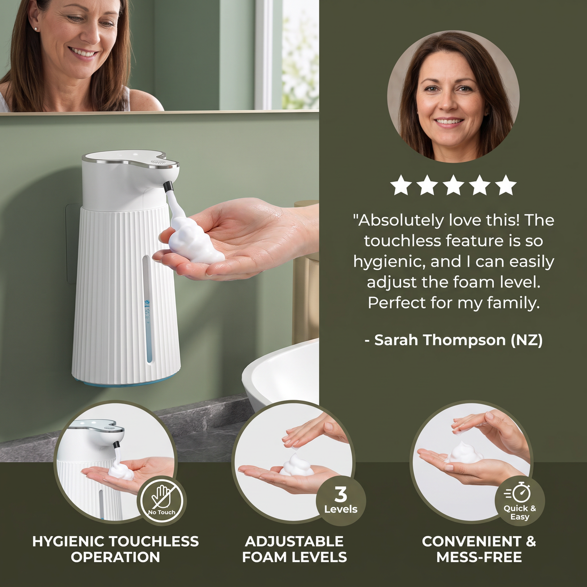 Touchless Automatic Sensor Soap Dispenser with Adjustable Dispensing Levels
