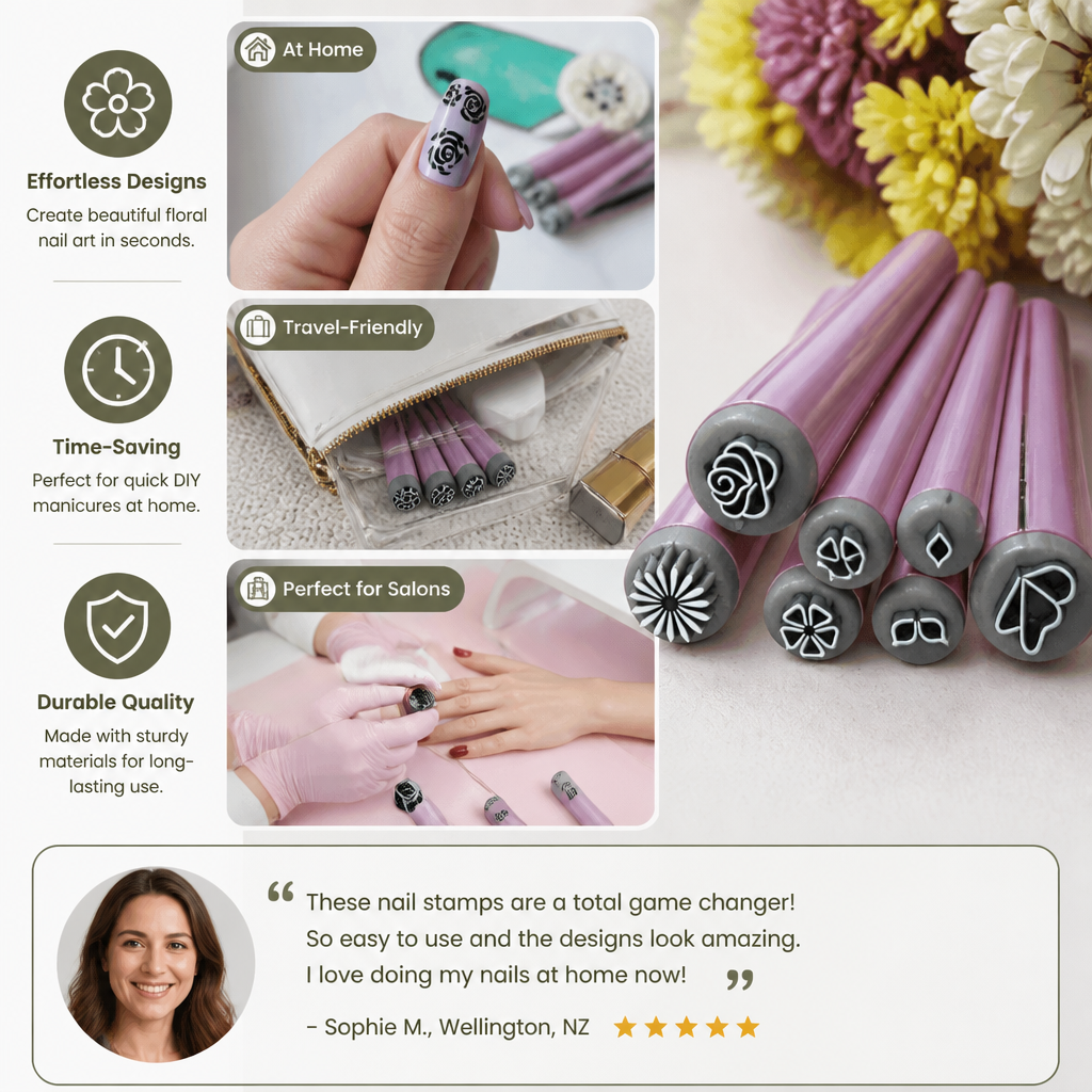 Nail Art Stamp Set – DIY Manicure with Floral Designs