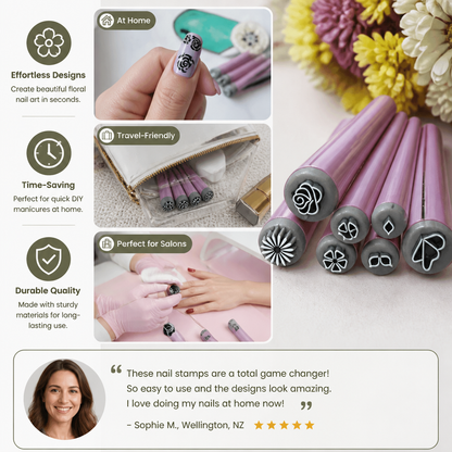 Nail Art Stamp Set – DIY Manicure with Floral Designs