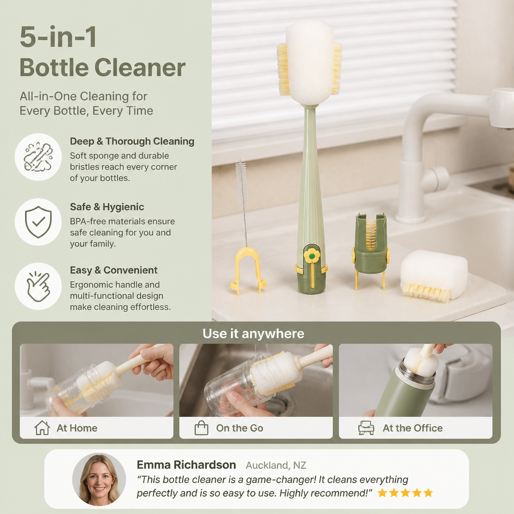 Practical 5-in-1 Bottle Cleaner