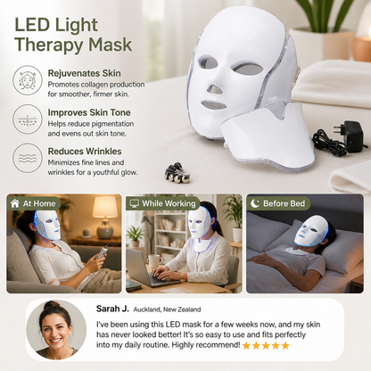 LED Face Mask – Professional Light Therapy for Skin Rejuvenation at Home
