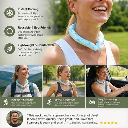 Self-Cooling Neckband – Reusable Cooling Band for Hot Days, Sports & Outdoor Use