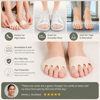 Women’s Toe Socks – Breathable Non-Slip Socks for High Heels & Maximum Comfort (4 pairs)