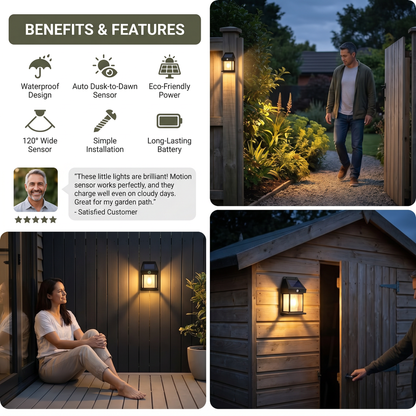 Solar LED Wall Light – Waterproof Outdoor Lamp with Light Sensor for Garden, Yard and Fence (2 pieces)