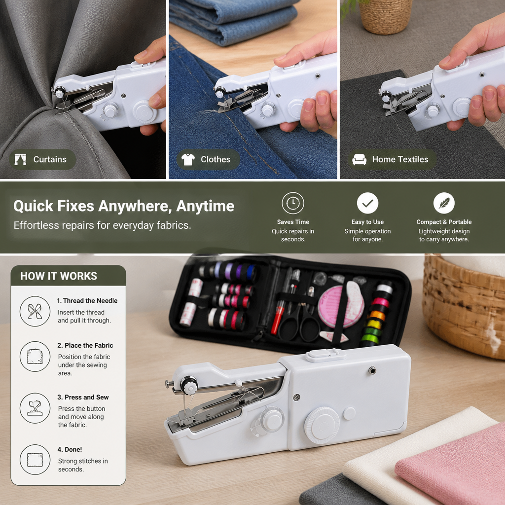 Portable Mini Sewing Machine for Quick Repairs and Home Use